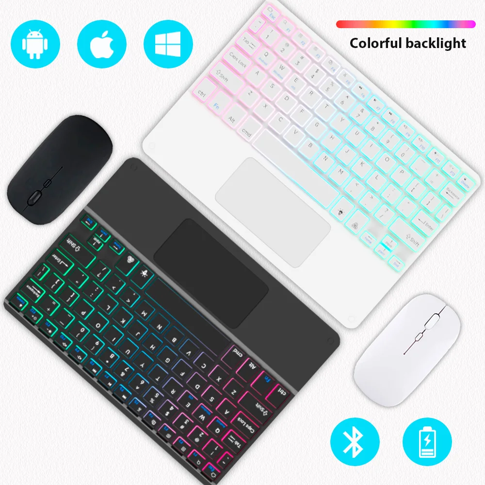 Gaming Keyboard Mouse Wireless - Bluetooth Keyboard for Tablet Android IOS