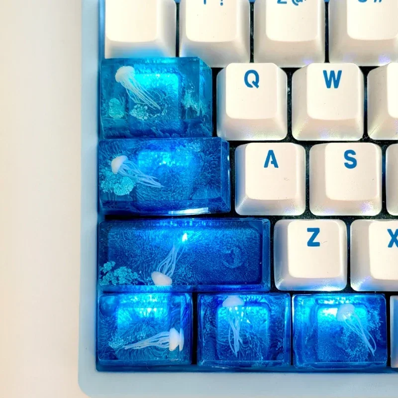 Gaming Keyboard Blue - Custom Blue Ocean Jellyfish Keycap ECHOME