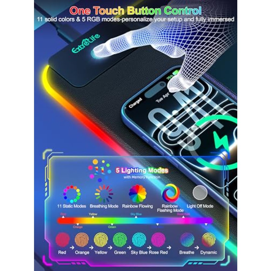 Mouse Pad with 15W Wireless Ch - Gaming Keyboard No Number Pad reseña y precio