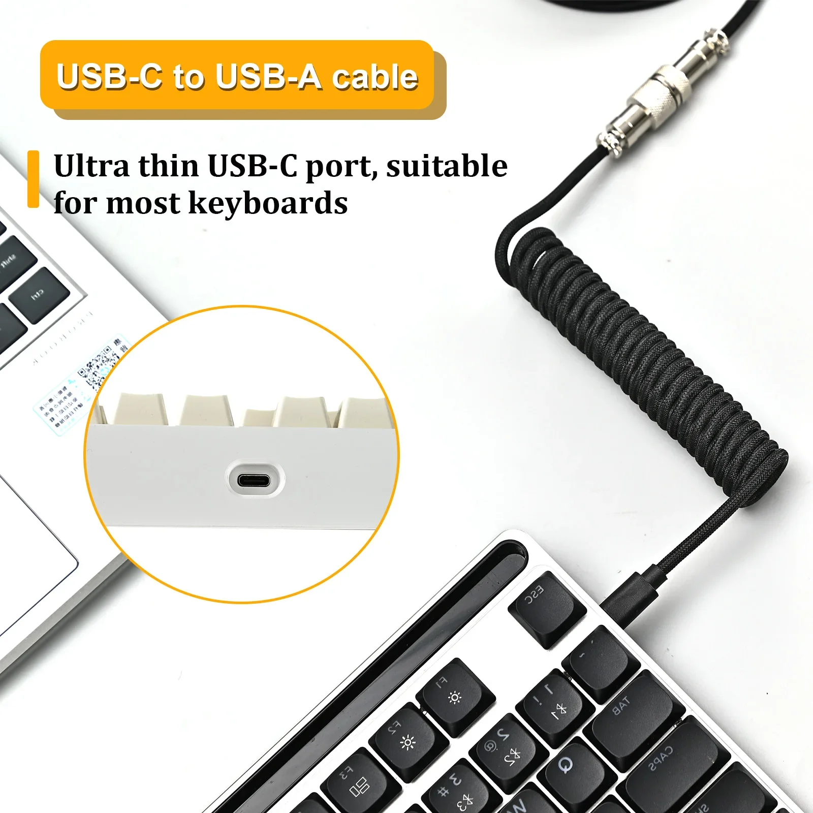 New Type C Coiled Cable USB Av - Gaming Keyboard Types reseña y precio