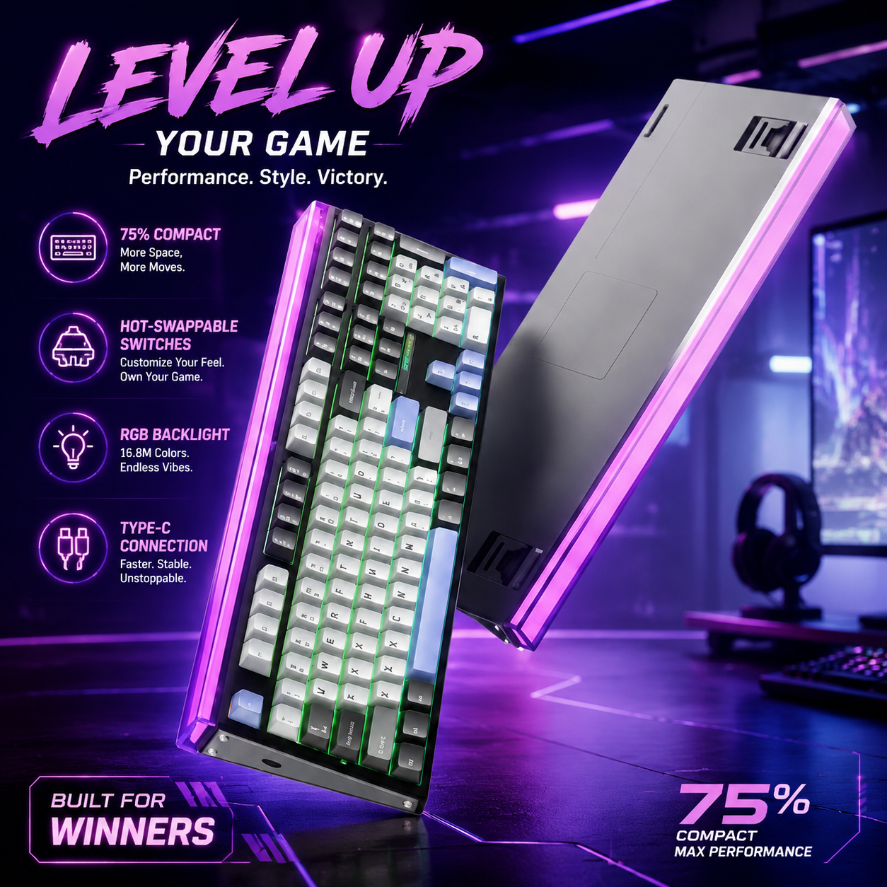 AULA H108 Tri-Mode Mechanical  - Gaming Keyboard No Number Pad reseña y precio