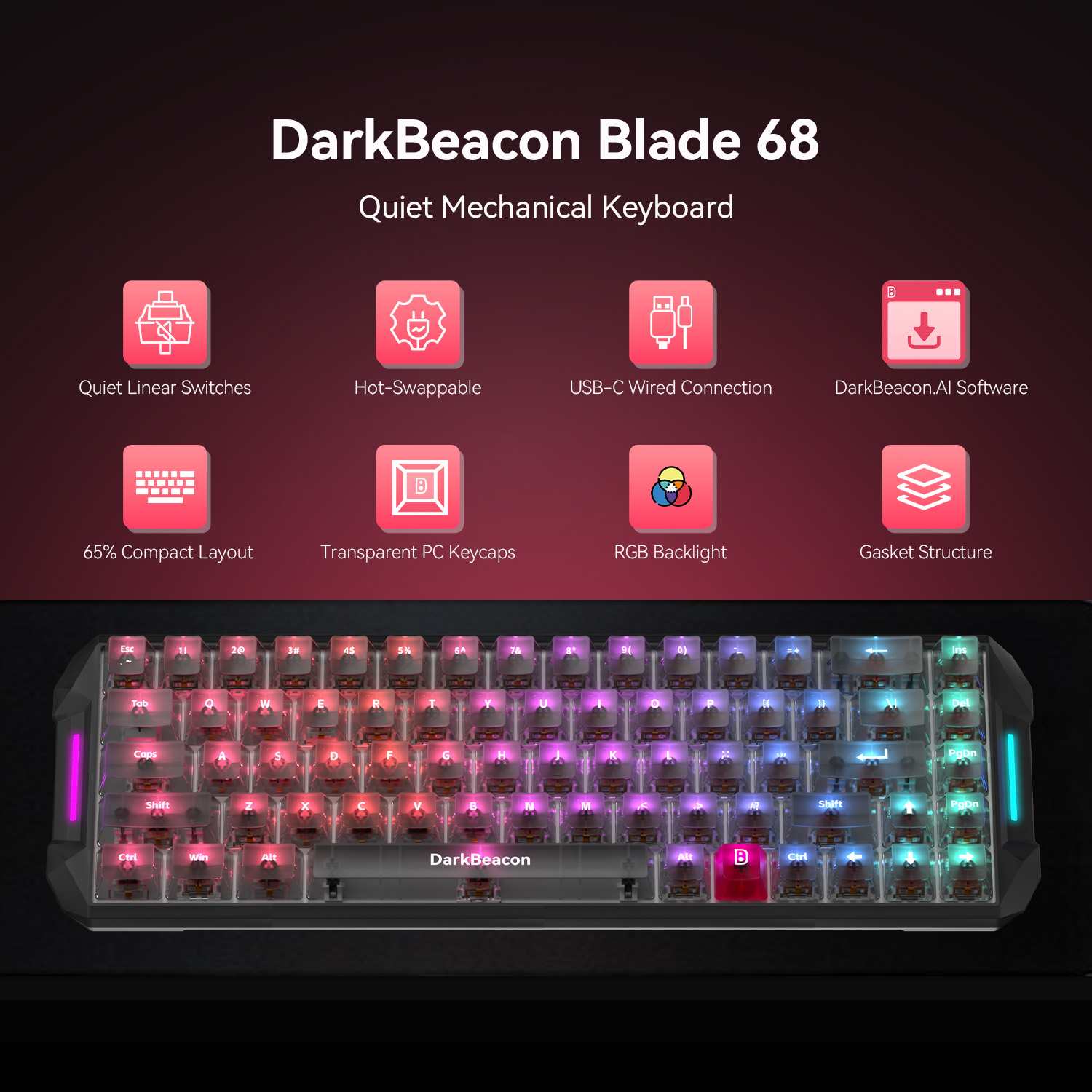 DarkBeacon Blade 68 Wired Sile - Gaming Keyboard That Is Quiet reseña y precio