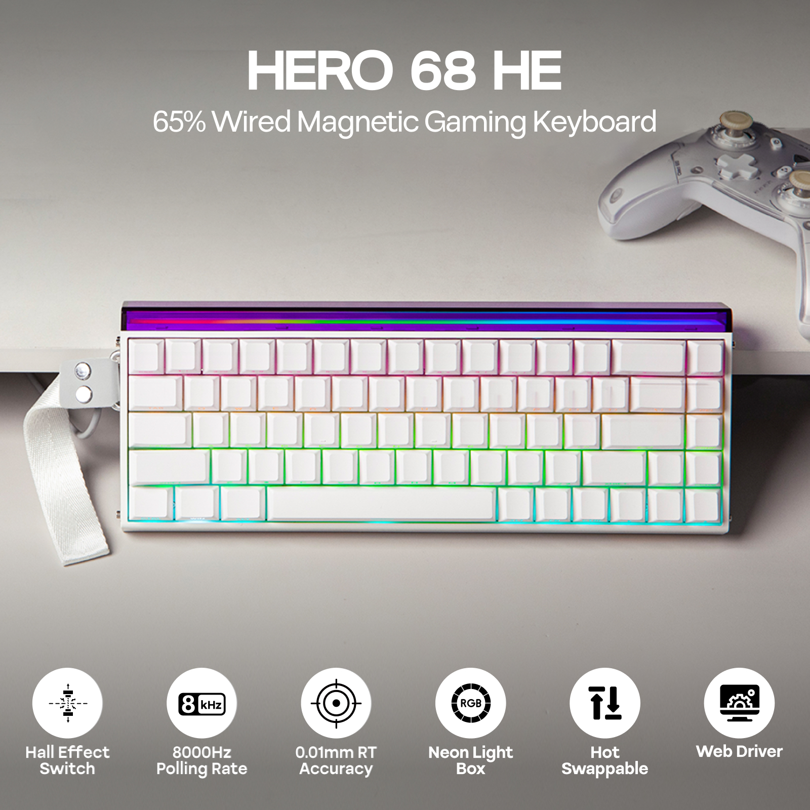 AULA Hero68 HE 65% ANSI QWERTY - Gaming Keyboard Hall Effect Switches reseña y precio