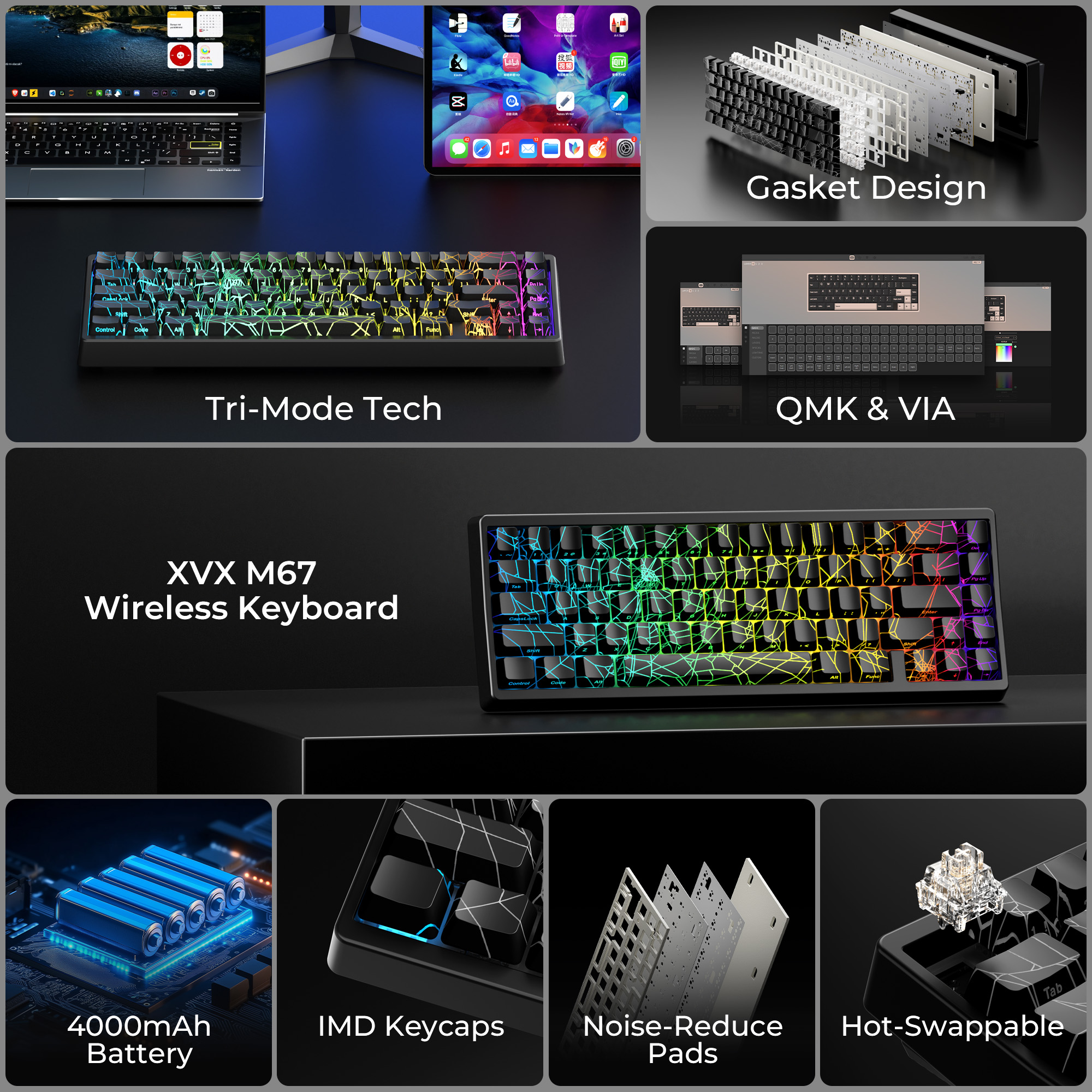 XVX M67 60% Percent Keyboard W - Gaming Keyboard Thocky reseña y precio