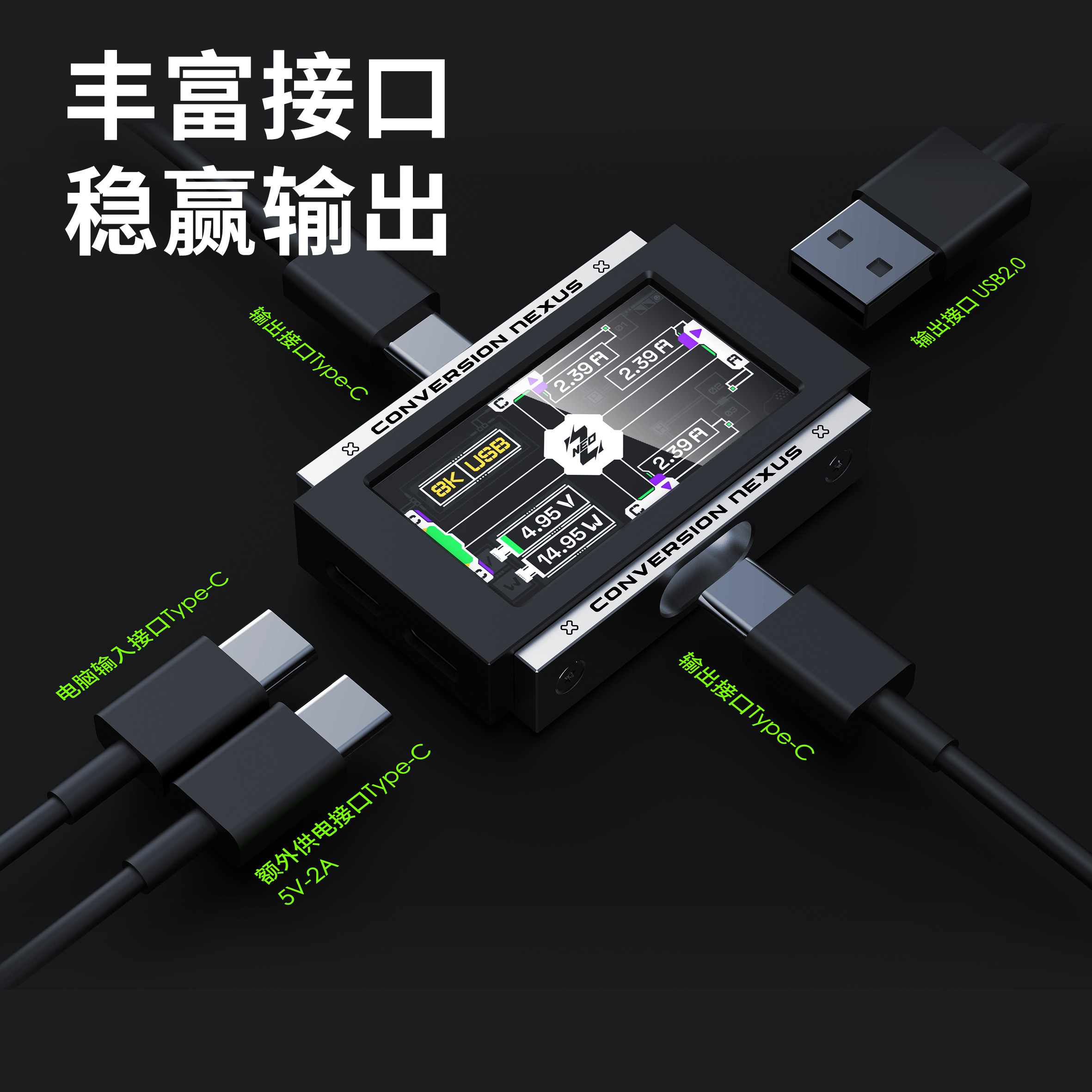 2-in-3-out Gaming USB Hub Inde - Gaming Keyboard Splitter reseña y precio