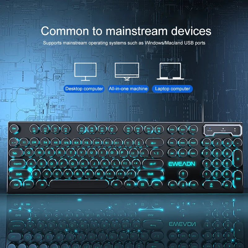 Retro Punk Mechanical Feel Key - Gaming Keyboard Mouse Wireless reseña y precio