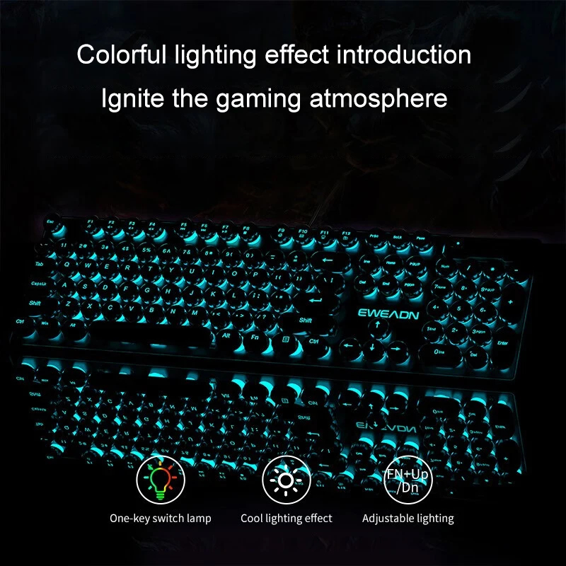 Retro Punk Mechanical Feel Key - Gaming Keyboard Mouse Wireless reseña y precio
