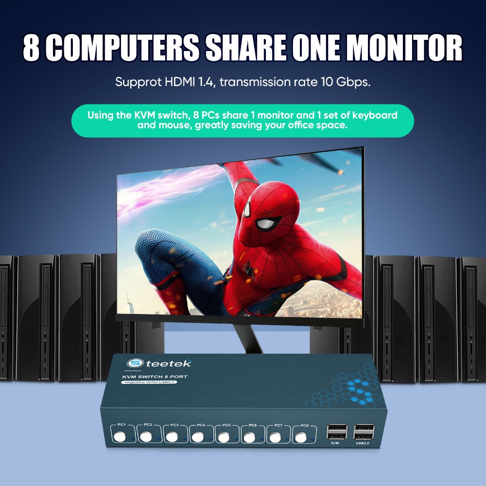 8 Port KVM Switch USB2.0 4K30H - Gaming Keyboard And Mouse For Xbox reseña y precio