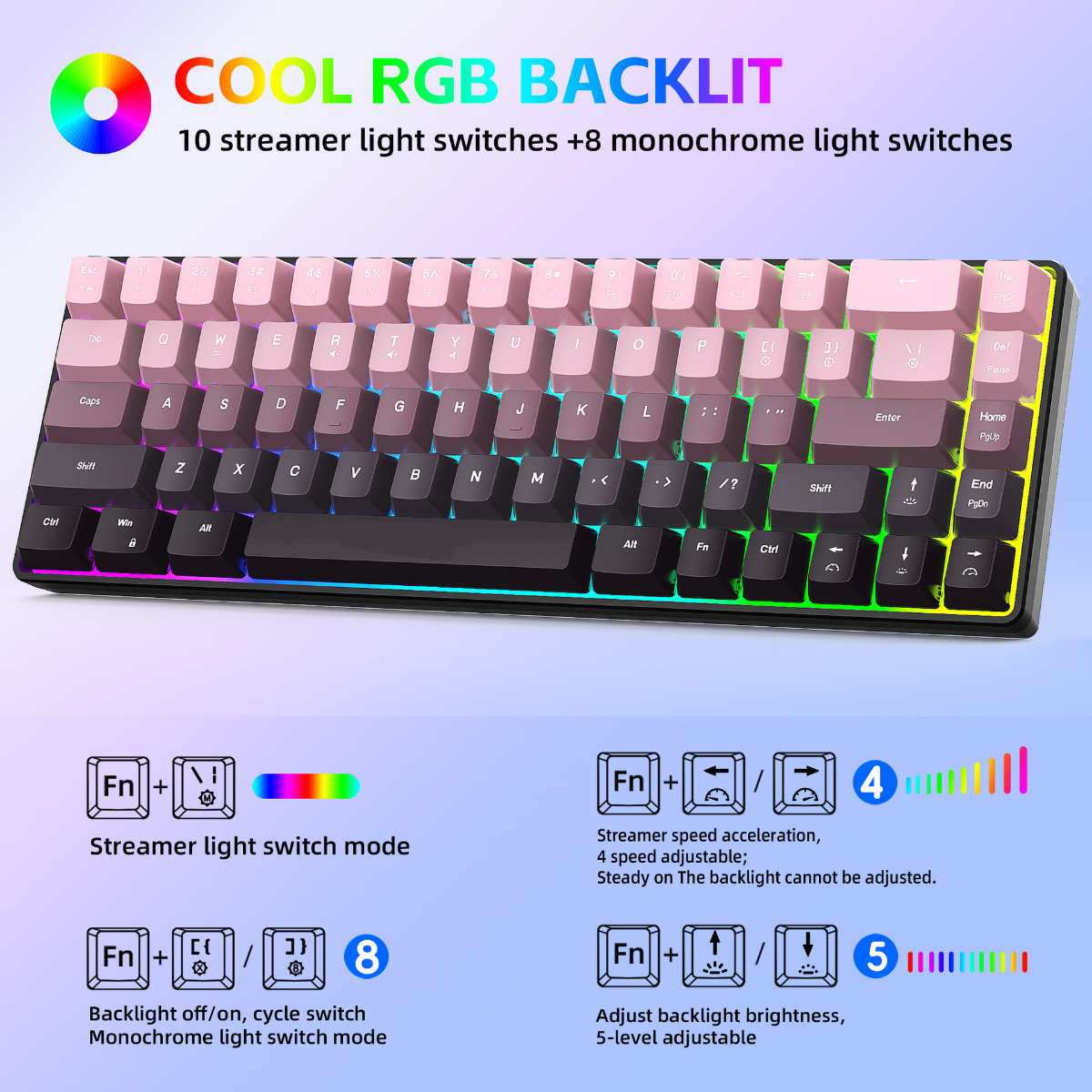 New Compact 68-Key Gradient-Co - Gaming Keyboard Ergonomics reseña y precio