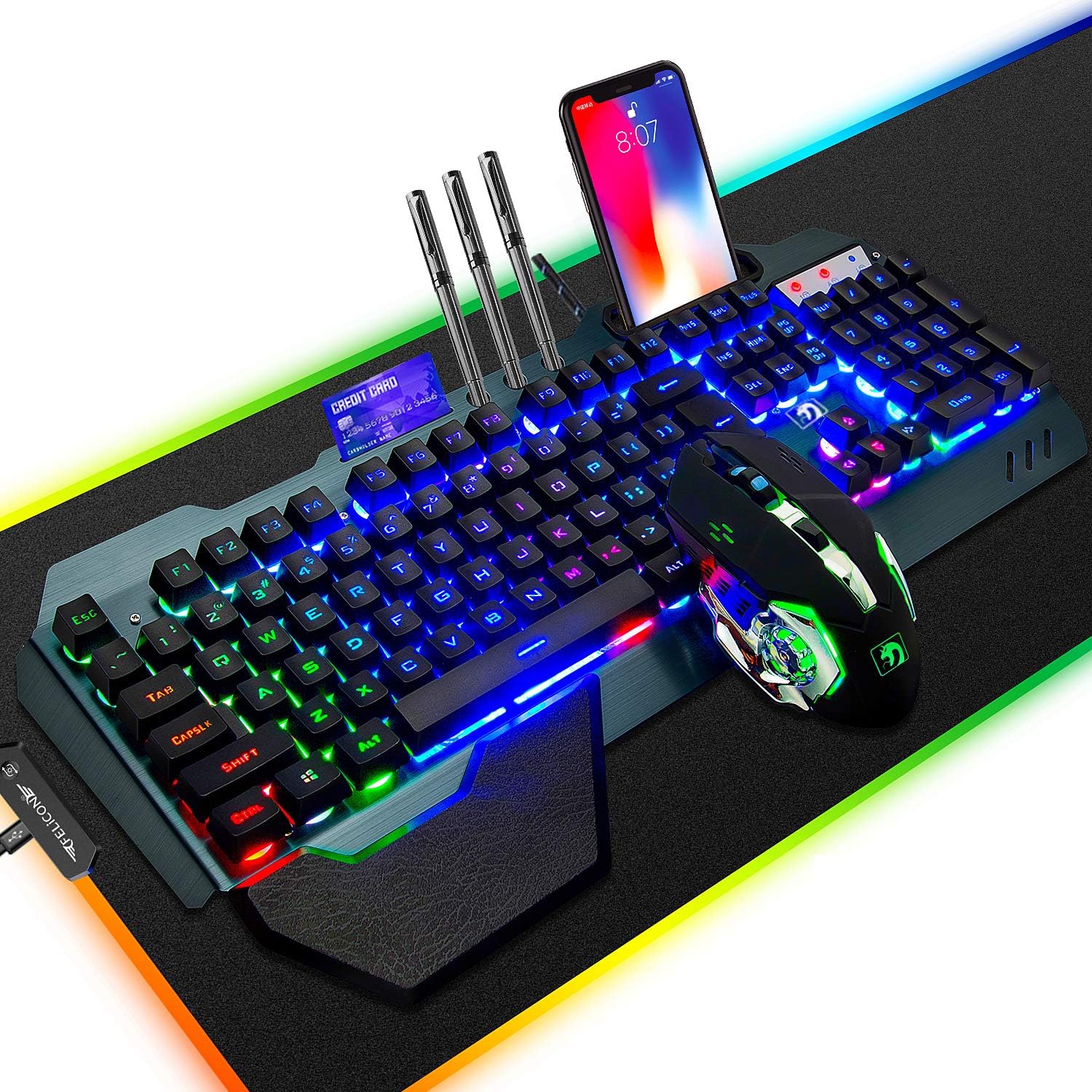 RGB Gaming Keyboard Mouse Comb - Gaming Keyboard No Number Pad reseña y precio