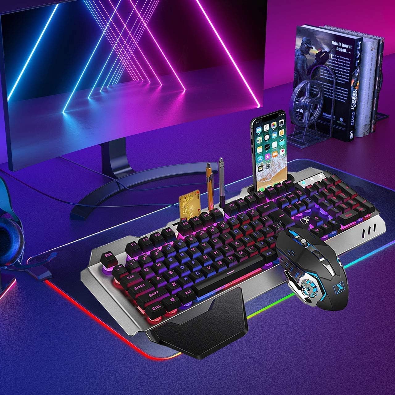 RGB Gaming Keyboard Mouse Comb - Gaming Keyboard No Number Pad reseña y precio