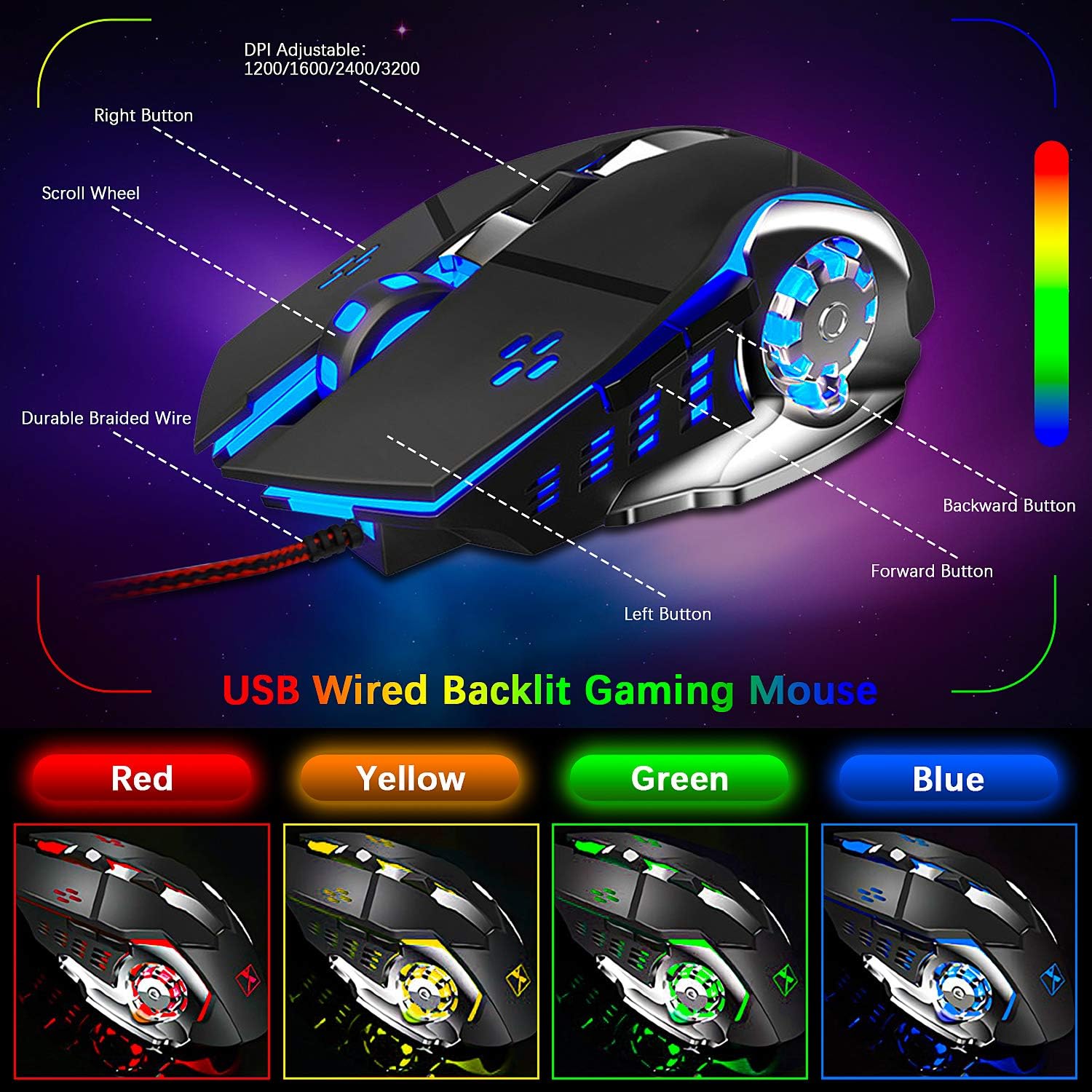 RGB Gaming Keyboard Mouse Comb - Gaming Keyboard No Number Pad reseña y precio