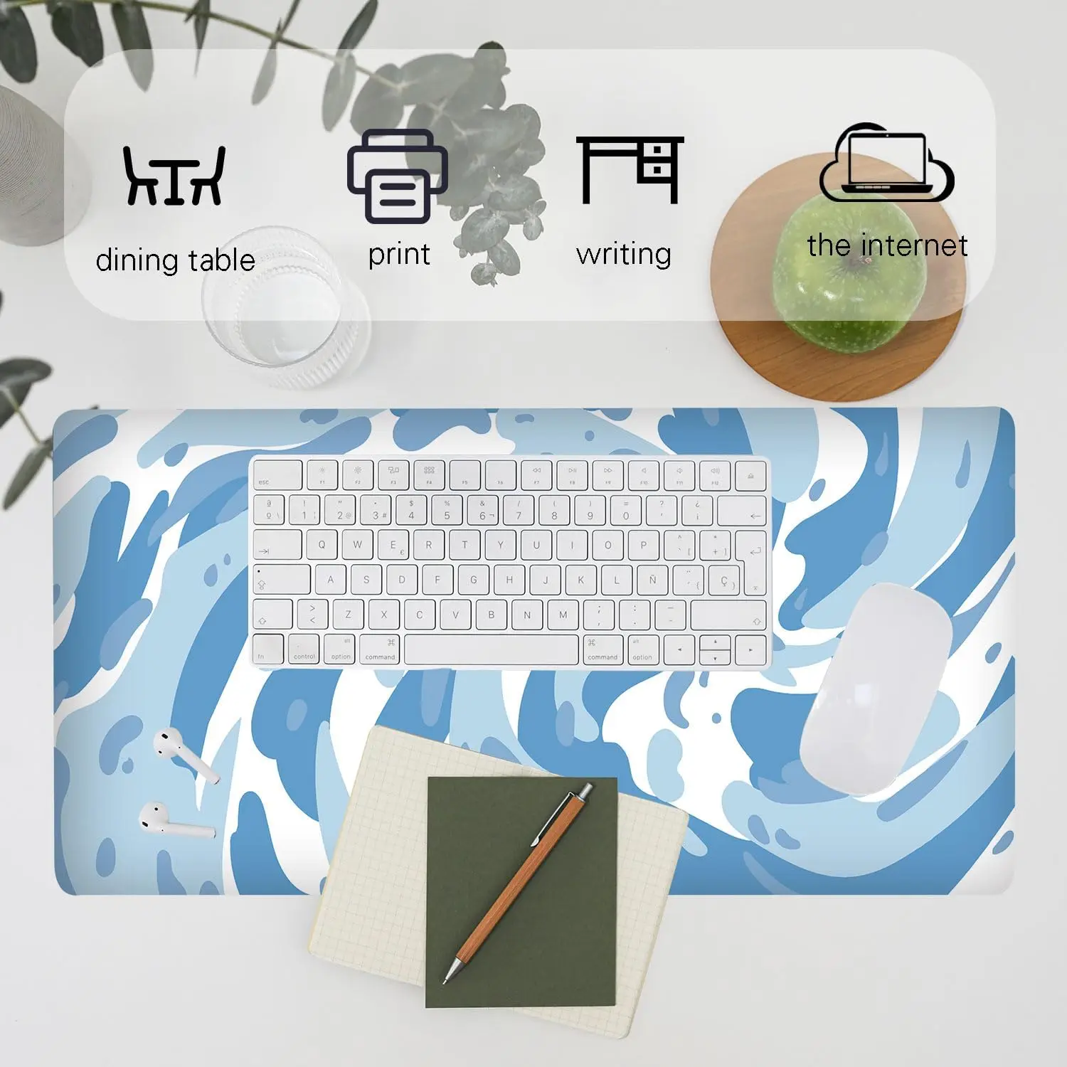 Light Blue Camo Swirl Pattern  - Gaming Keyboard Blue reseña y precio