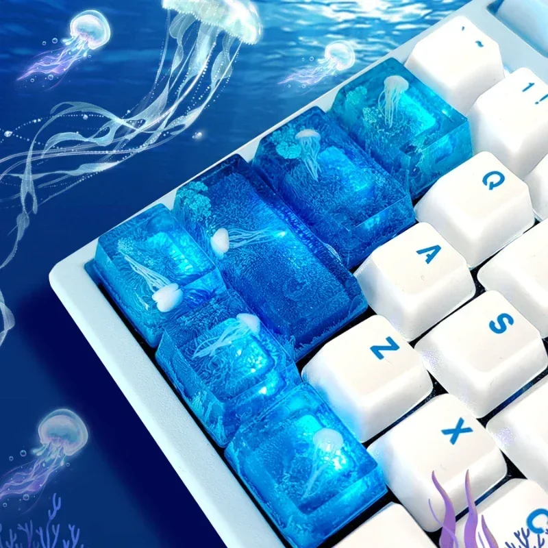 Custom Blue Ocean Jellyfish Ke - Gaming Keyboard Blue reseña y precio