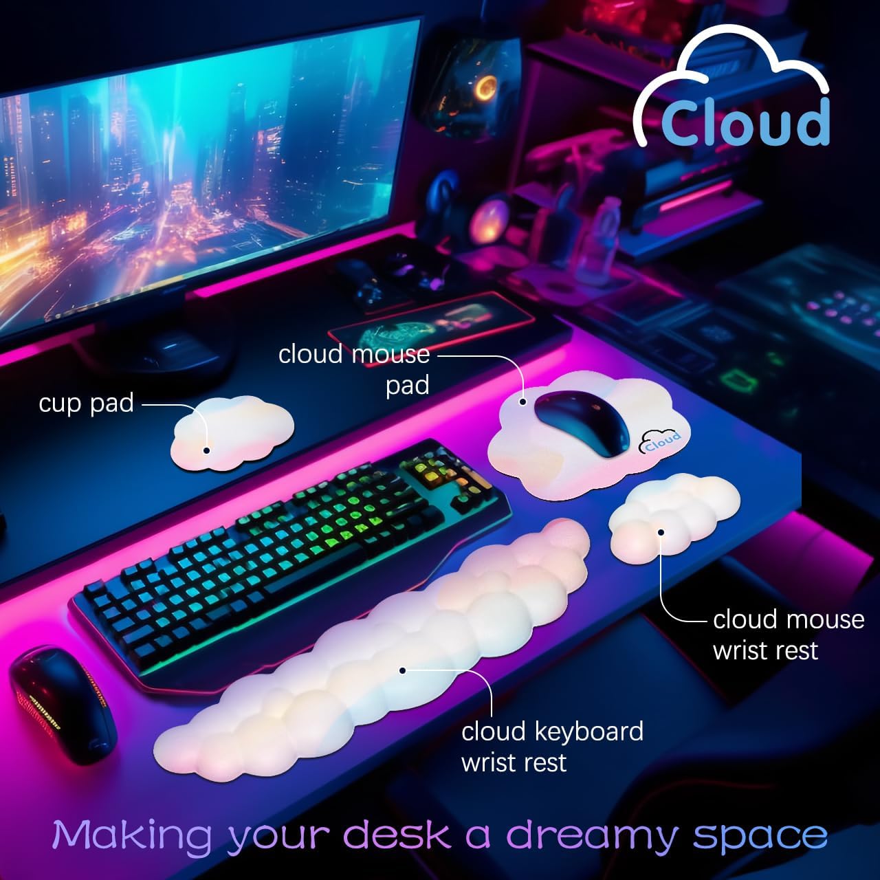 Ergonomic Cloud Wrist Rest wit - Gaming Keyboard Types reseña y precio