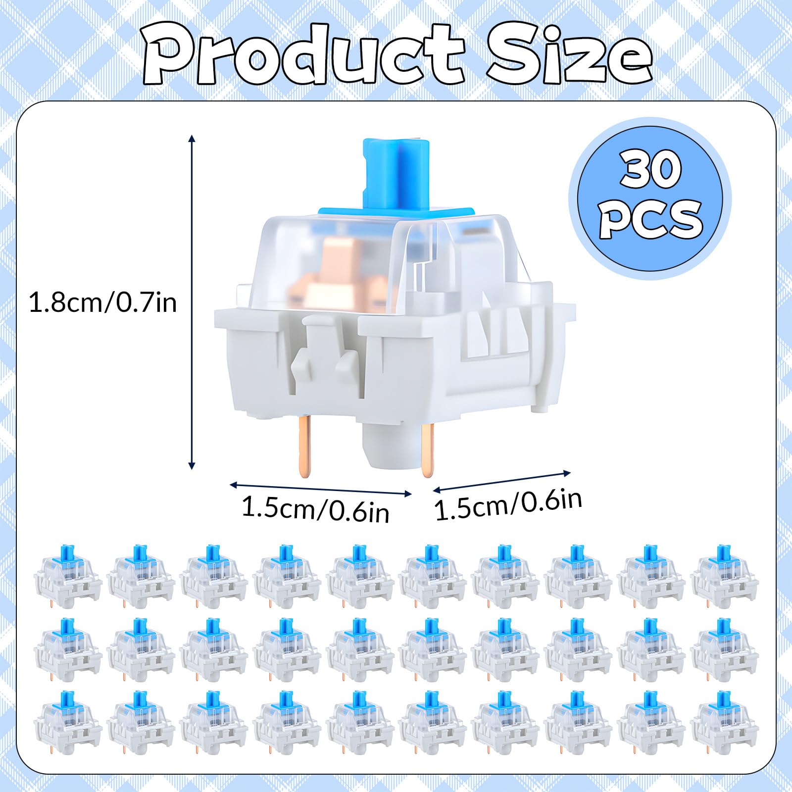 30 PCS Mechanical Keyboard Swi - Gaming Keyboard Blue reseña y precio