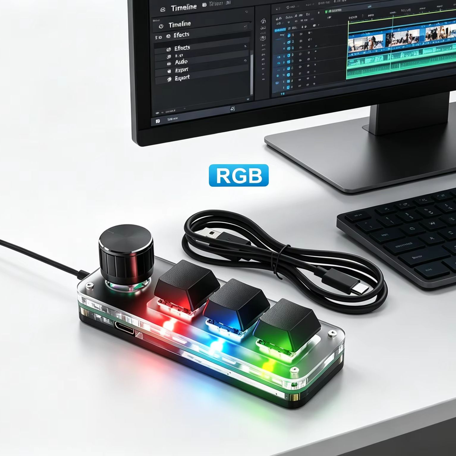 Programmable 3 Keys With Knob  - Gaming Keyboard No Number Pad reseña y precio