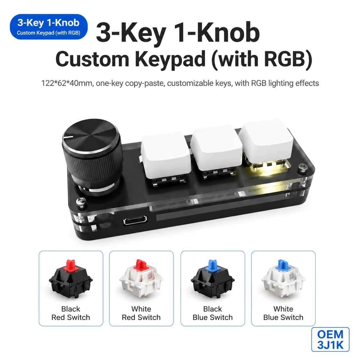 Programmable 3 Keys With Knob  - Gaming Keyboard No Number Pad reseña y precio