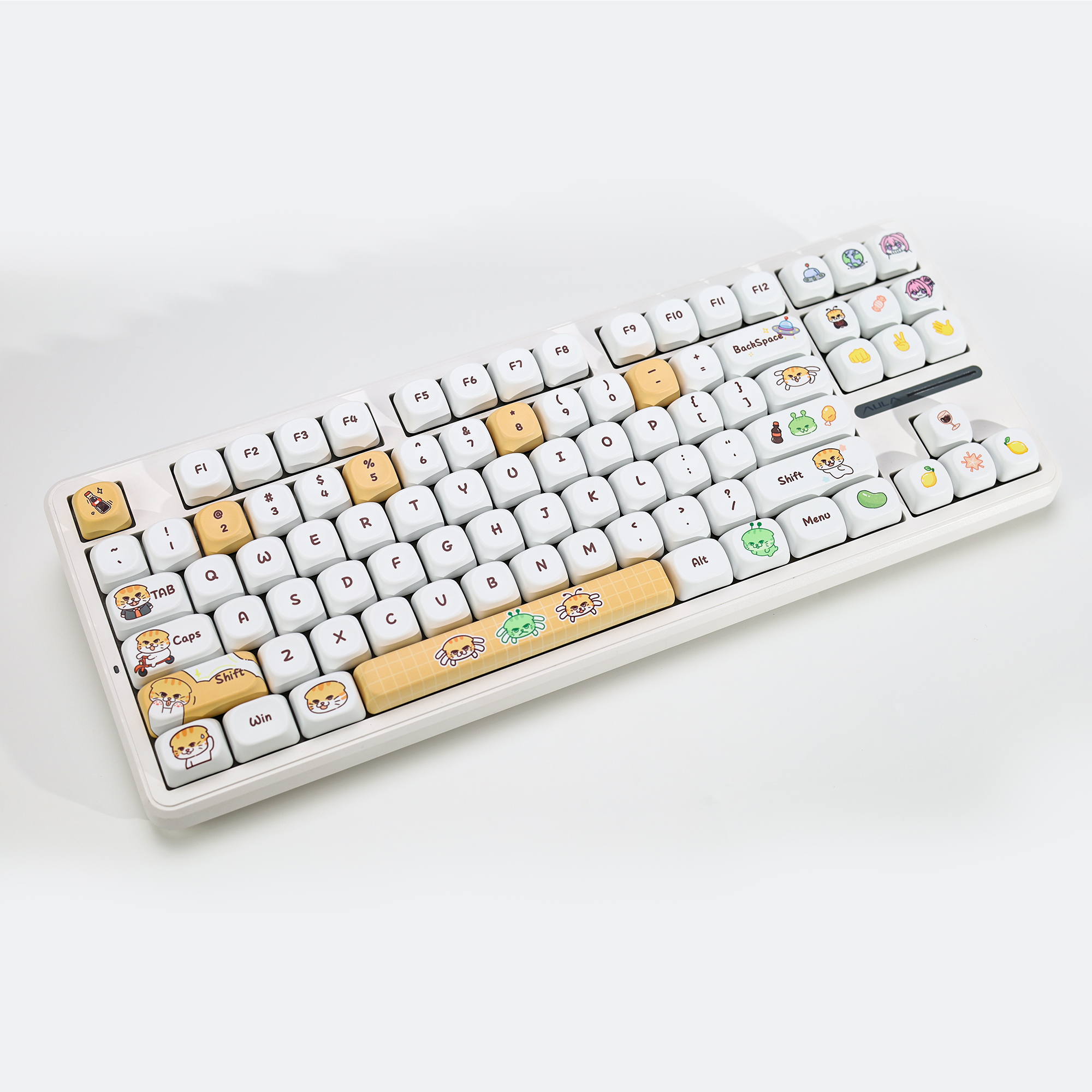 KBDiy Cute Bad Cat Theme Keyca - Gaming Keyboard No Number Pad reseña y precio