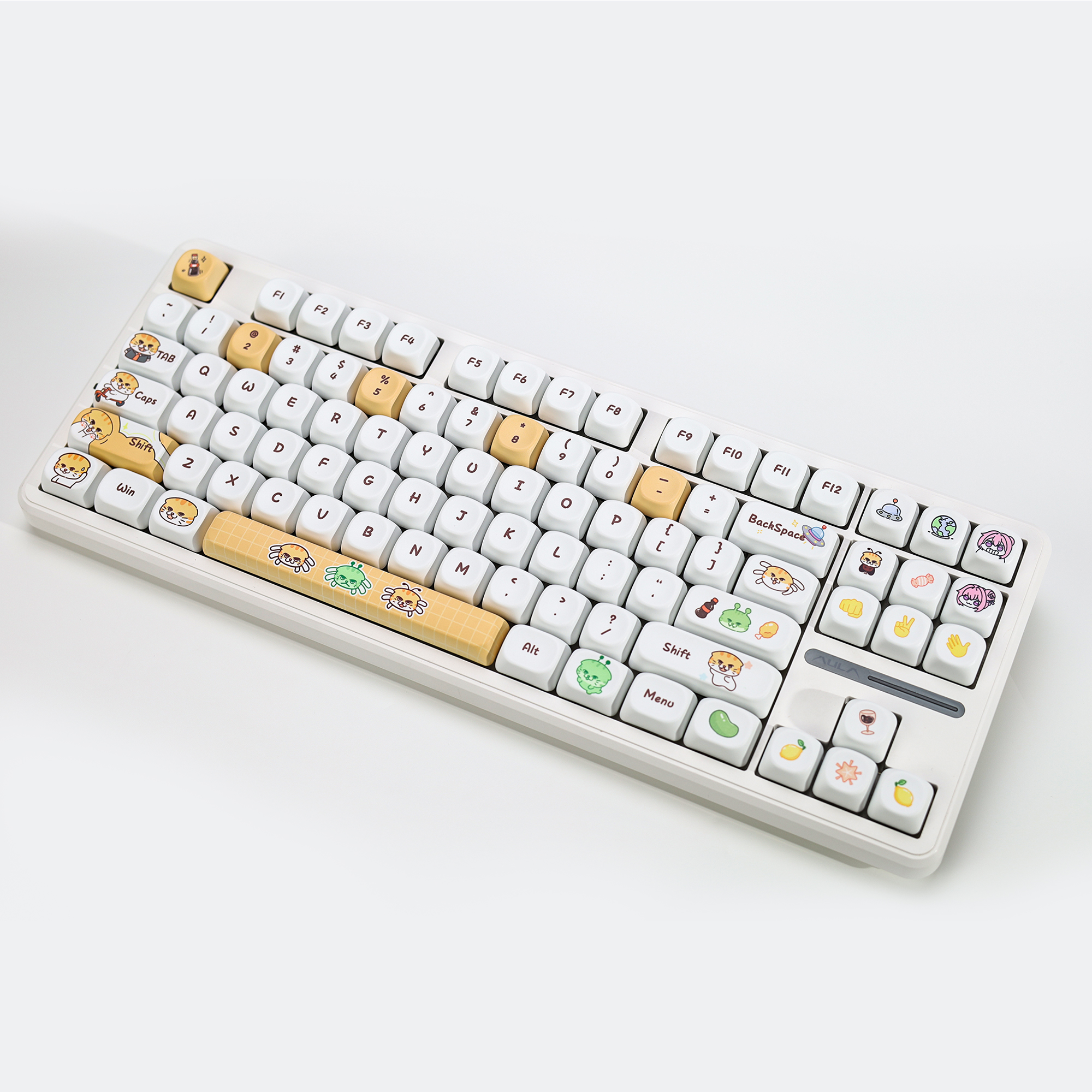 KBDiy Cute Bad Cat Theme Keyca - Gaming Keyboard No Number Pad reseña y precio
