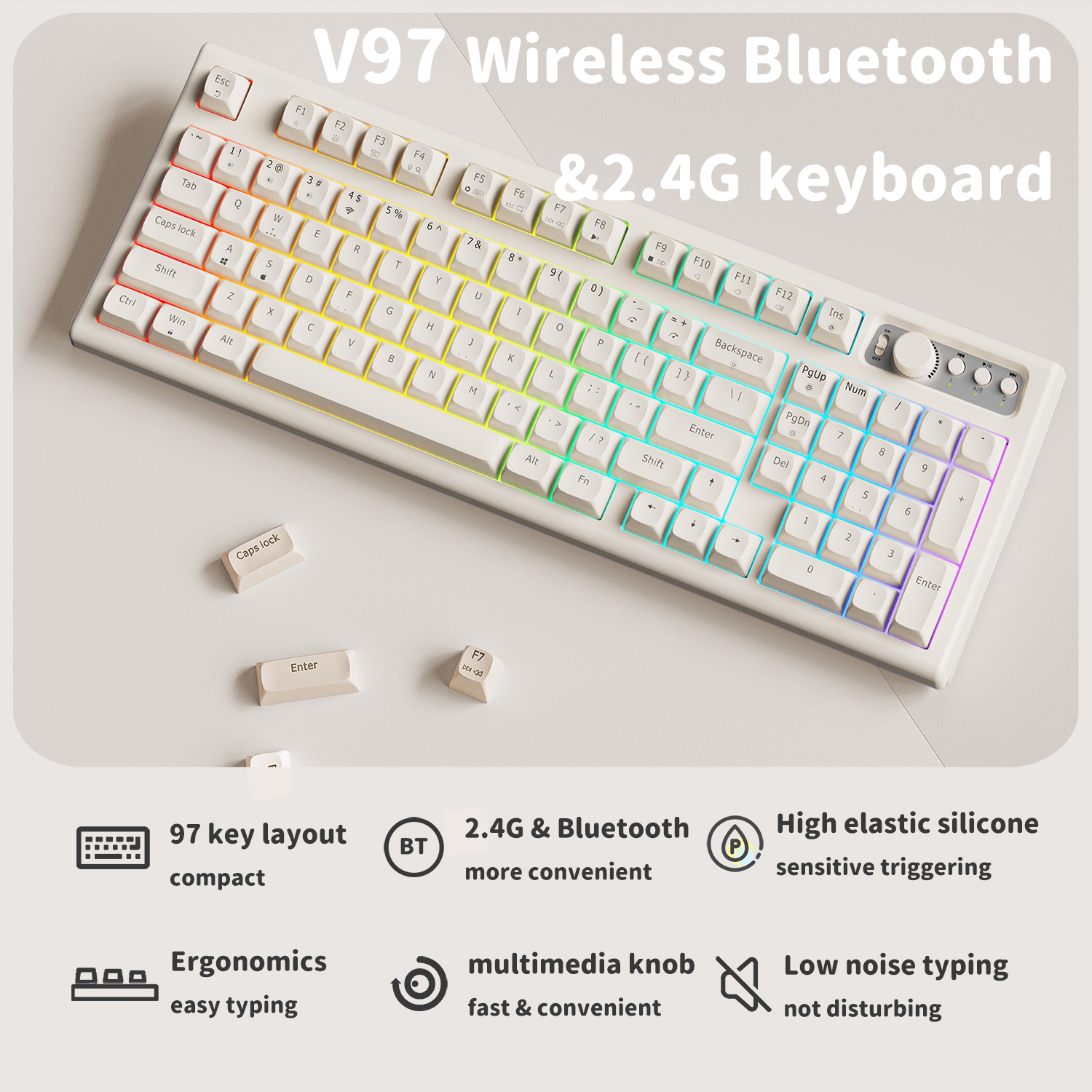EWEADN V97 Cute Creamy Keyboar - Gaming Keyboard That Is Quiet reseña y precio