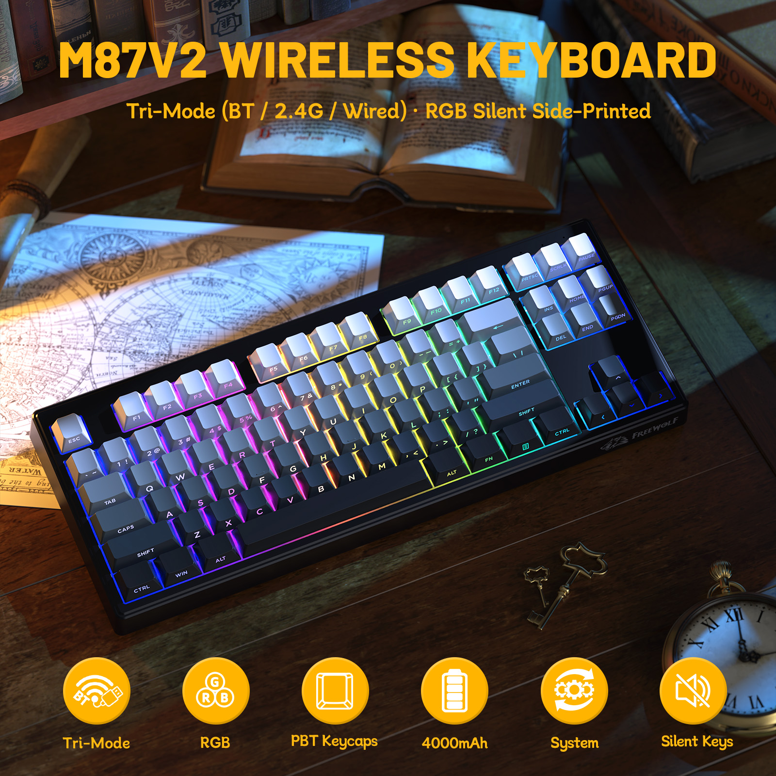 ZIYOULANG M87V2 87 Keys Tri-Mo - Gaming Keyboard That Is Quiet reseña y precio