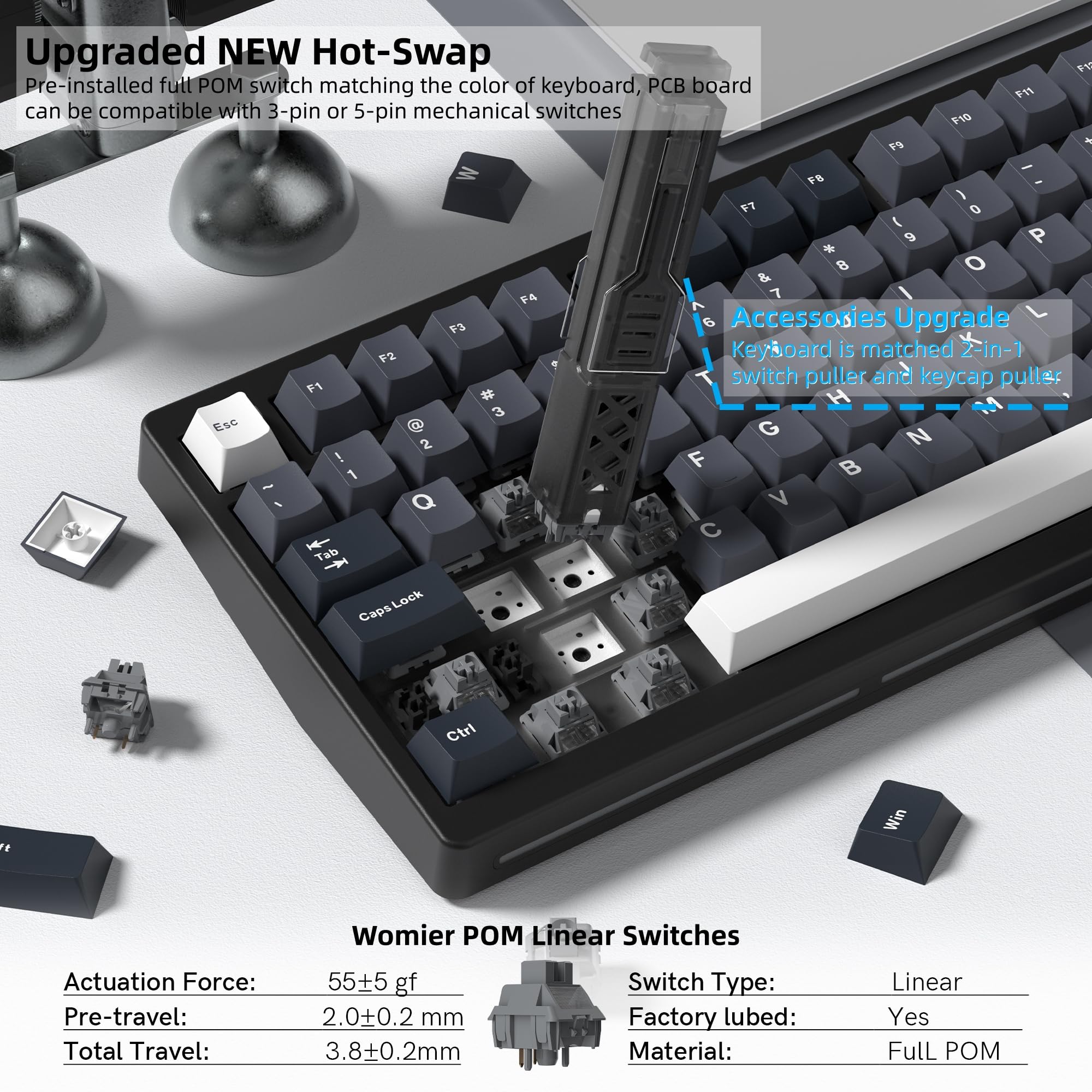Womier MT75 Wireless Mechanica - Gaming Keyboard Thocky reseña y precio