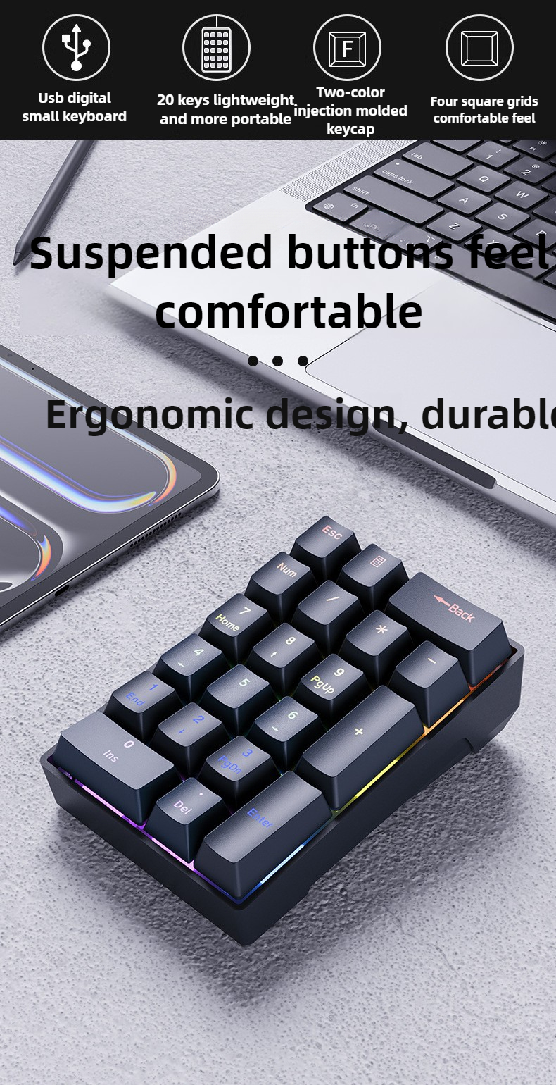 20 Keys Numeric Mechanical Wir - Gaming Keyboard No Number Pad reseña y precio