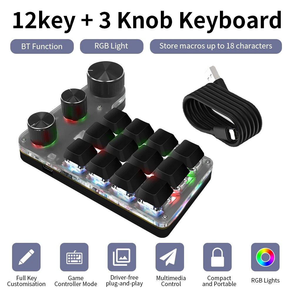 Bluetooth Programming Macro Cu - Gaming Keyboard Mini Mechanical reseña y precio