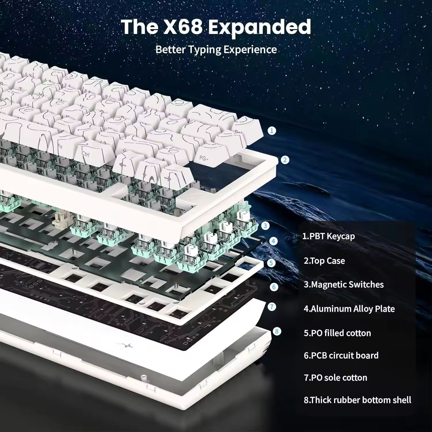 Attack Shark X68 He Wired RGB  - Gaming Keyboard He reseña y precio