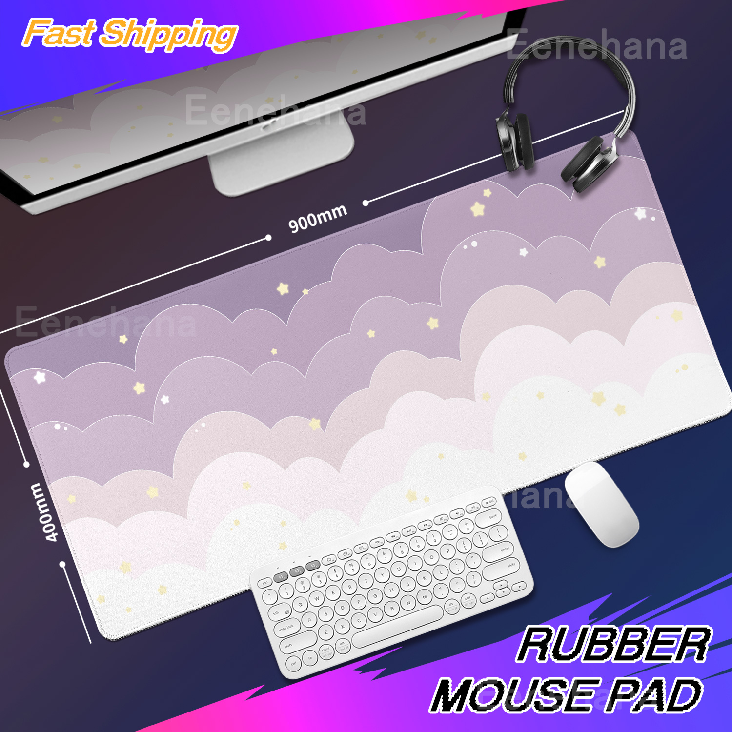 Light Blue Pink Clouds Desk Ma - Gaming Keyboard Blue reseña y precio