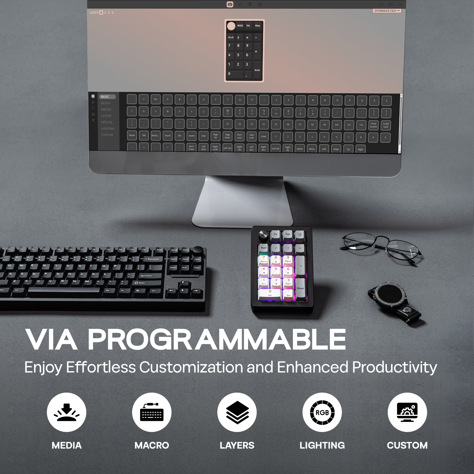 EPOMAKER EK21 VIA 20% Gasket W - Gaming Keyboard Mini Mechanical reseña y precio