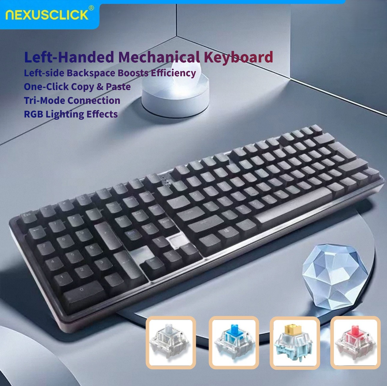 NexusClick Ergonomic Left Hand - Gaming Keyboard No Number Pad reseña y precio